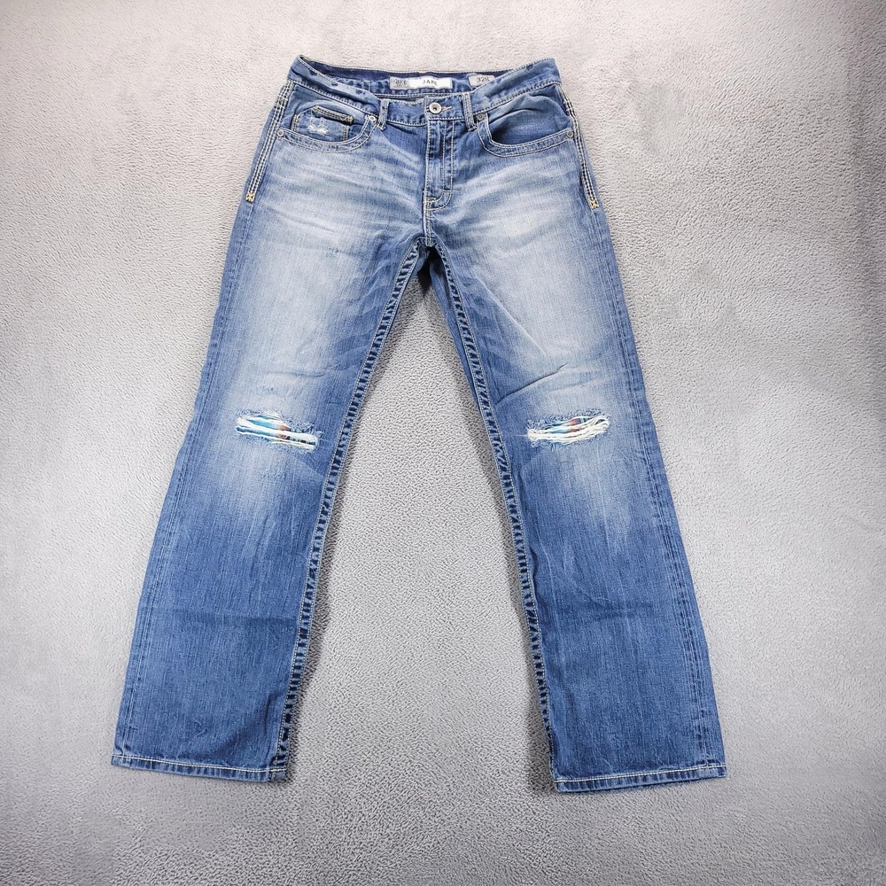 BKE Jake Straight Jeans Mens 32x32 Blue Regular Straight Light Wash Distressed